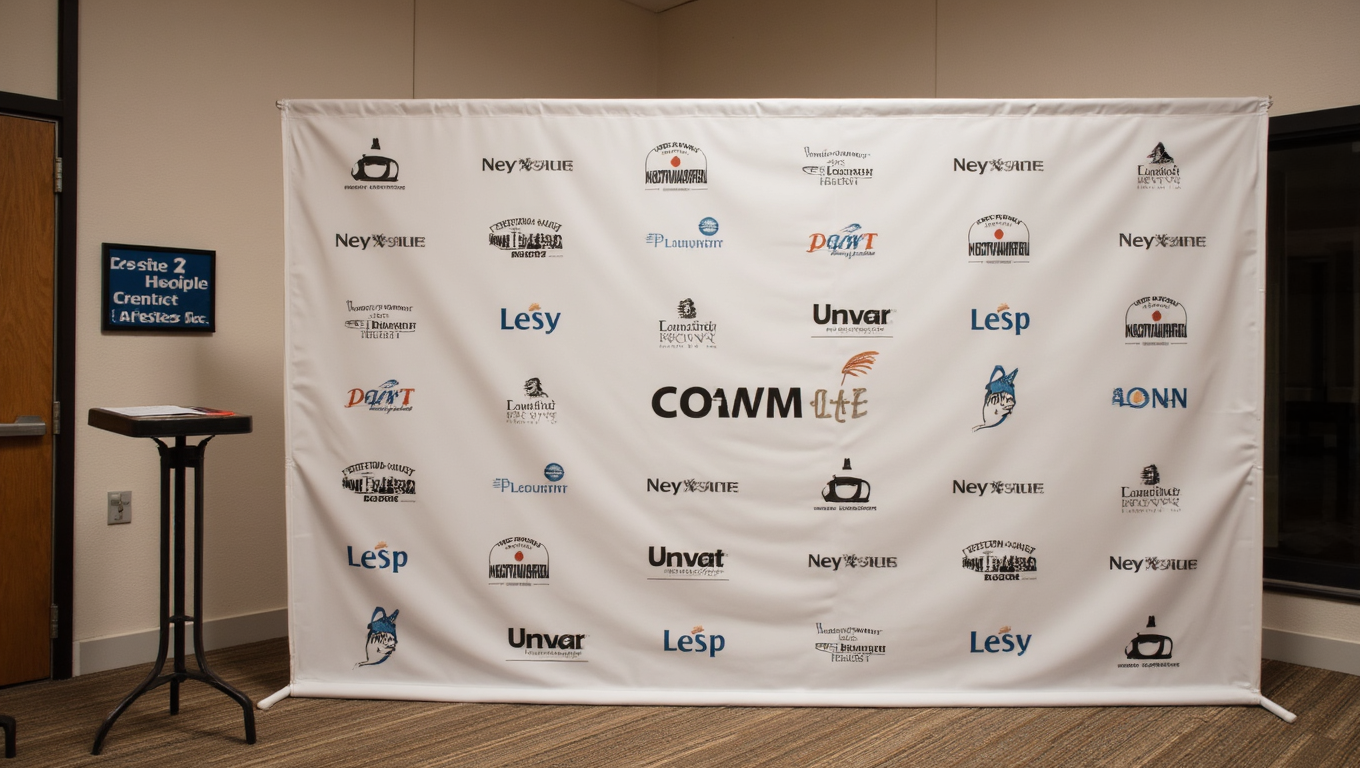 PROMPT: MDF cut-out logo pieces arranged on a worktable, clean edges, no humans | SIZE: 1400x900